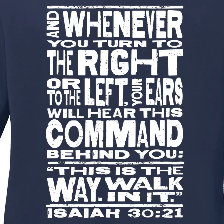 Isaiah 30:21 Bible Verse Quote Ladies Long Sleeve Shirt