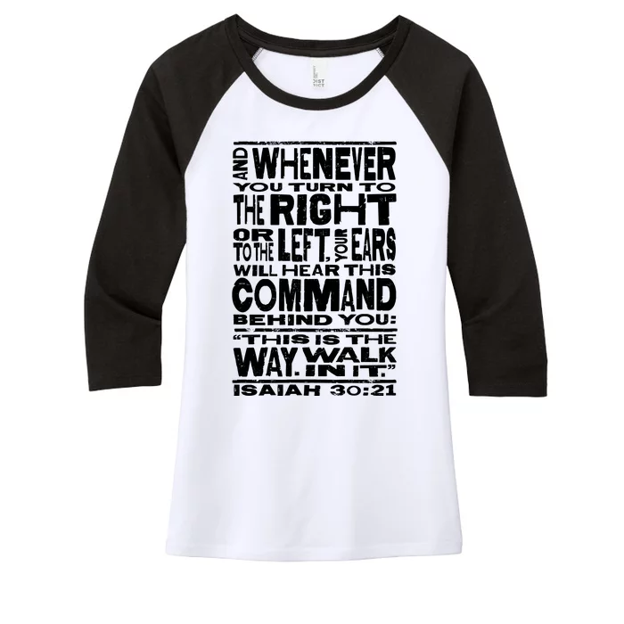 Isaiah 30:21 Bible Verse Quote Women's Tri-Blend 3/4-Sleeve Raglan Shirt