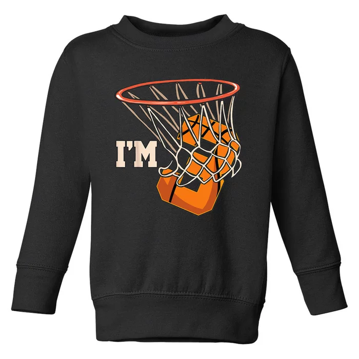 Im 3 Basketball Theme Birthday Party Celebration 3rd Toddler Sweatshirt