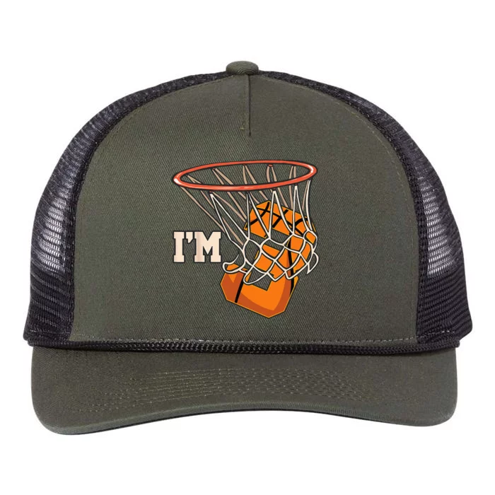 Im 3 Basketball Theme Birthday Party Celebration 3rd Retro Rope Trucker Hat Cap