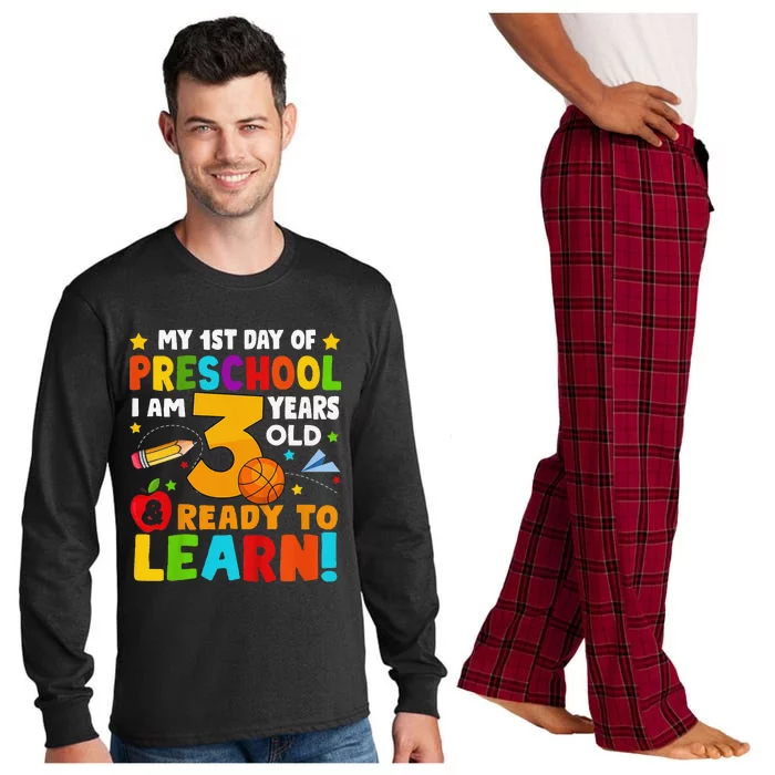 Im 3 Ready To Learn First Day Of School Preschool Toddlers Long Sleeve Pajama Set