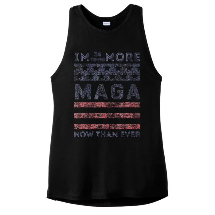 IM 34 Times More Maga Now Than Ever Ladies Tri-Blend Wicking Tank