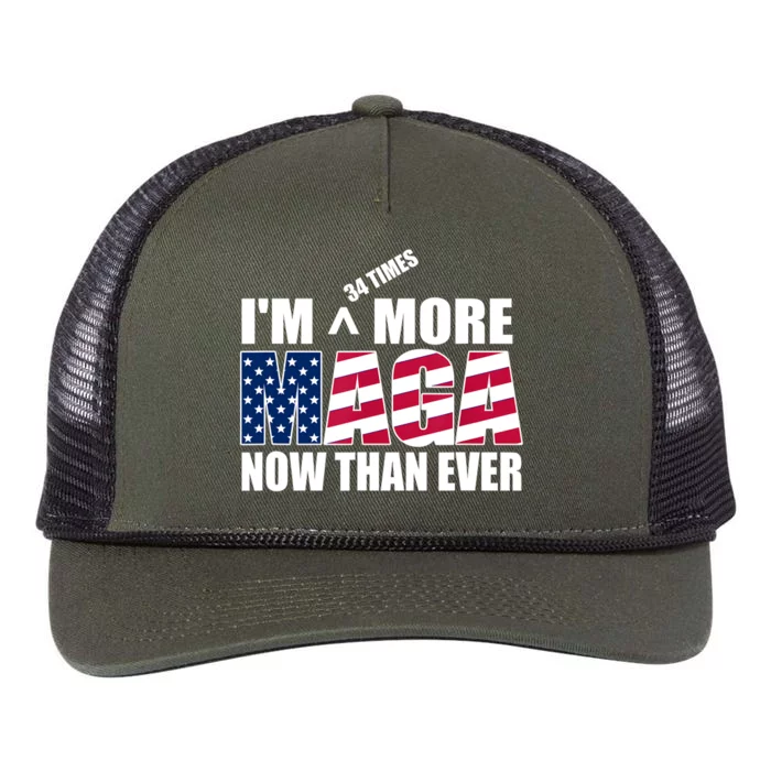 IM 34 Times More Maga Now Than Ever Felon Trump 2024 Retro Rope Trucker Hat Cap