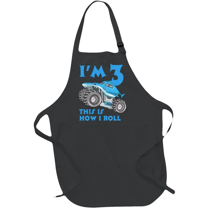 I'm 3 This Is How I Roll Monster Truck 3rd Birthday Full-Length Apron With Pocket