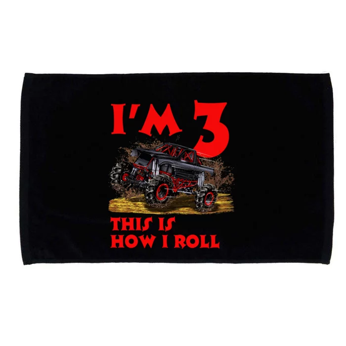 I'm 3 This Is How I Roll Monster Truck Microfiber Hand Towel