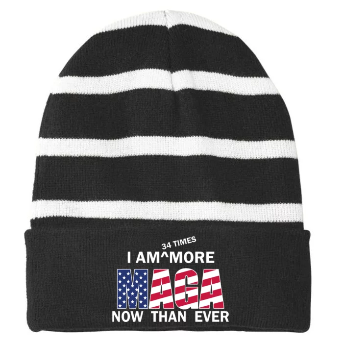 I’M 34 Times More Maga Now Than Ever Striped Beanie with Solid Band