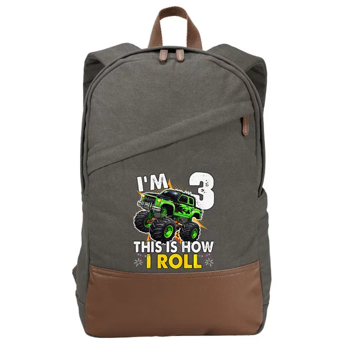 IM 3 This Is How I Roll Monster Truck 3rd Birthday Cotton Canvas Backpack