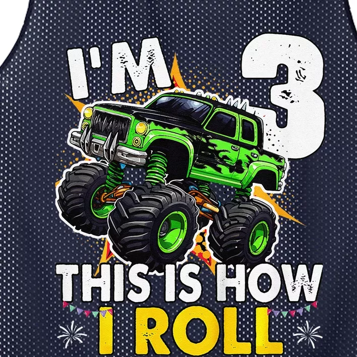 IM 3 This Is How I Roll Monster Truck 3rd Birthday Mesh Reversible Basketball Jersey Tank