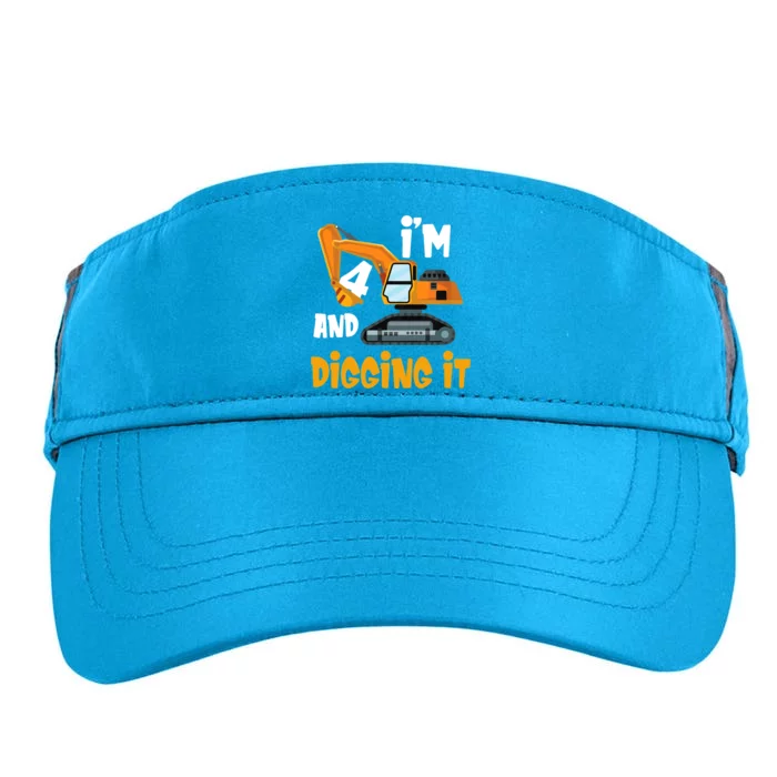 I'm 4 and digging it Excavator 4th Birthday Boy Gift I'm 4 Adult Drive Performance Visor