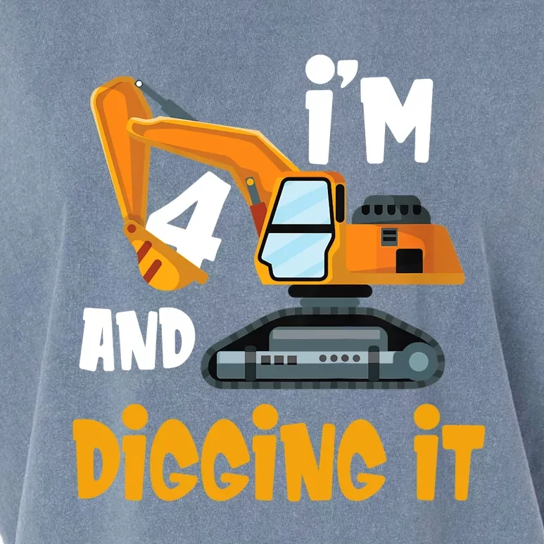 I'm 4 and digging it Excavator 4th Birthday Boy Gift I'm 4 Garment-Dyed Women's Muscle Tee