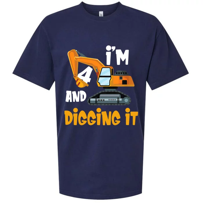 I'm 4 and digging it Excavator 4th Birthday Boy Gift I'm 4 Sueded Cloud Jersey T-Shirt