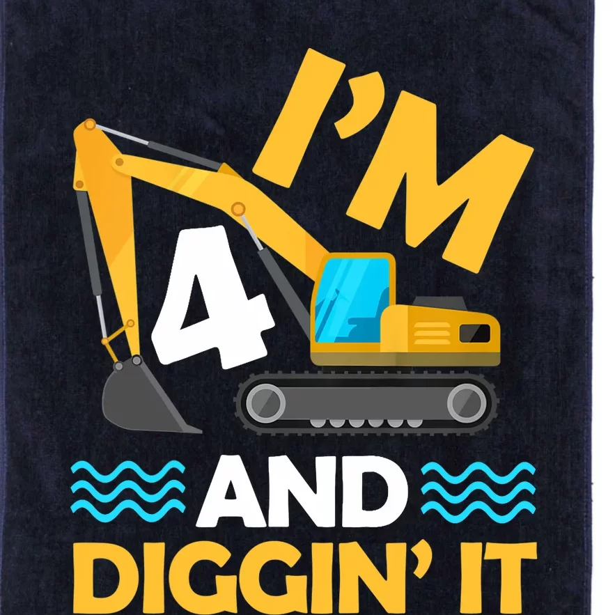 IM 4 And Diggin It Four Year Old Construction Birthday Platinum Collection Golf Towel