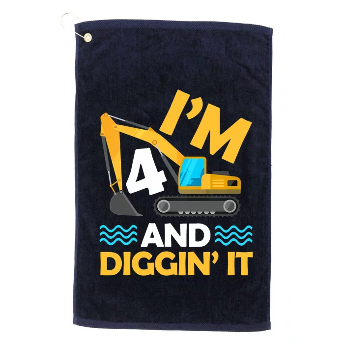 IM 4 And Diggin It Four Year Old Construction Birthday Platinum Collection Golf Towel