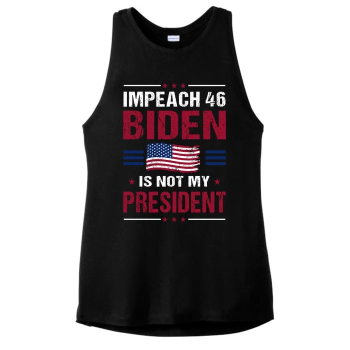 Impeach 46 Biden Is Not My President Anti Joe Biden Ladies Tri-Blend Wicking Tank