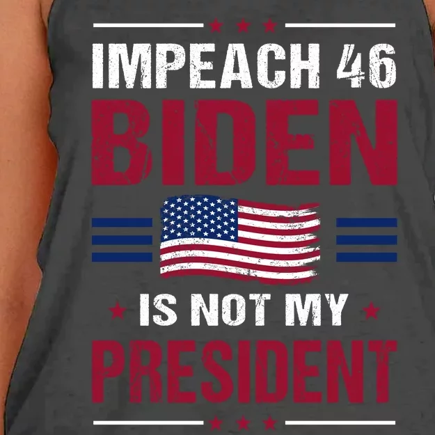 Impeach 46 Biden Is Not My President Anti Joe Biden Women's Knotted Racerback Tank