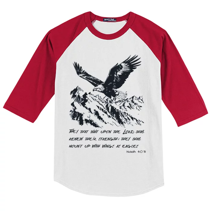 Isaiah 40:31 Bible Quote Christian Faith Kids Colorblock Raglan Jersey