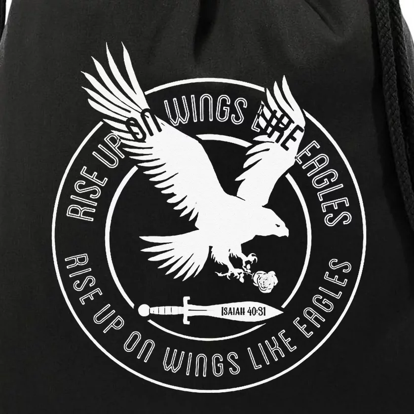 Isaiah 4031 Eagle logo Drawstring Bag