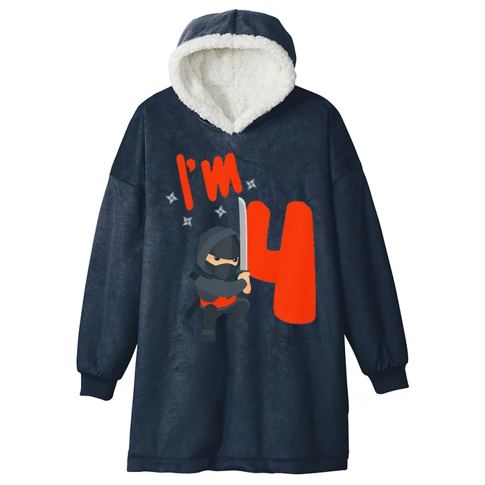 I'm 4 Humor 2018 Bday 4 Year Old Bday 4th Birthday Hooded Wearable Blanket