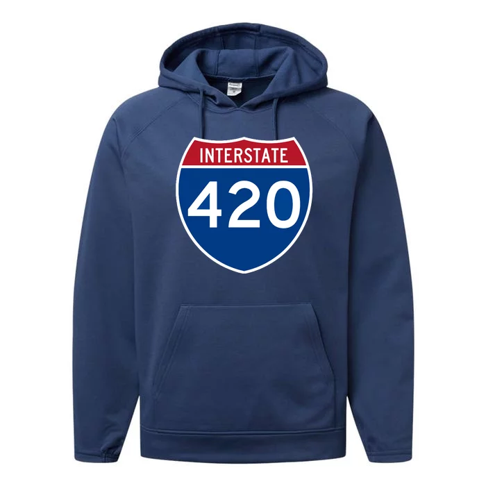 Interstate 420 Highway Marijuana Hashish Women Funny Performance Fleece Hoodie