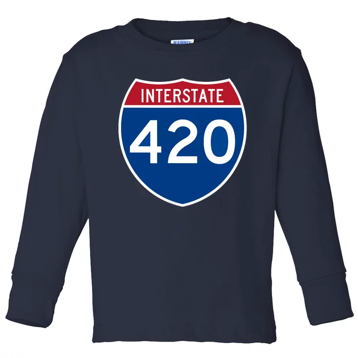 Interstate 420 Highway Marijuana Hashish Women Funny Toddler Long Sleeve Shirt