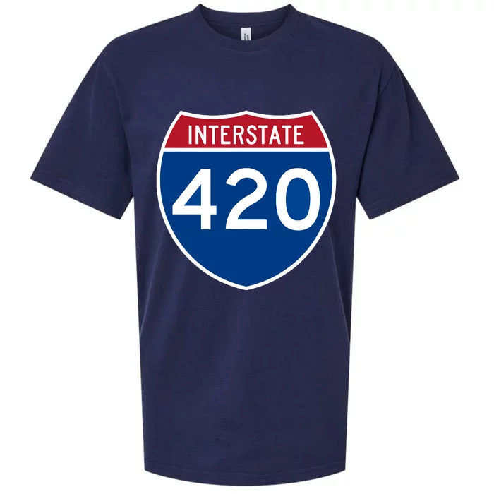 Interstate 420 Highway Marijuana Hashish Women Funny Sueded Cloud Jersey T-Shirt