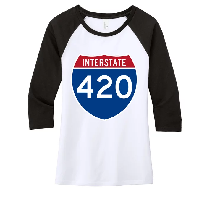 Interstate 420 Highway Marijuana Hashish Women Funny Women's Tri-Blend 3/4-Sleeve Raglan Shirt