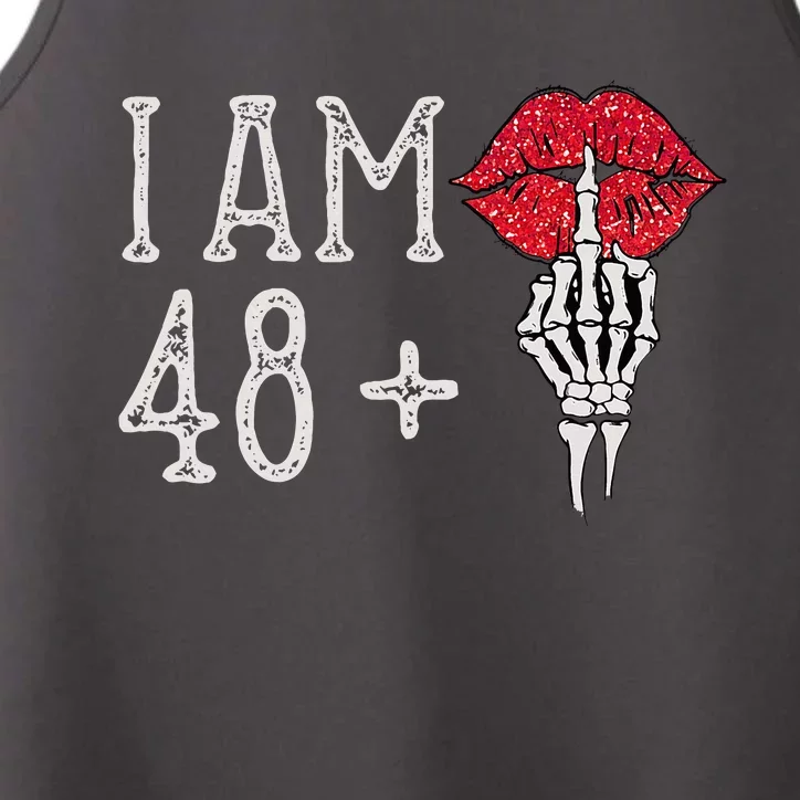 IM 48 Plus 1 Middle Finger Skull Funny 49th Birthday Performance Tank