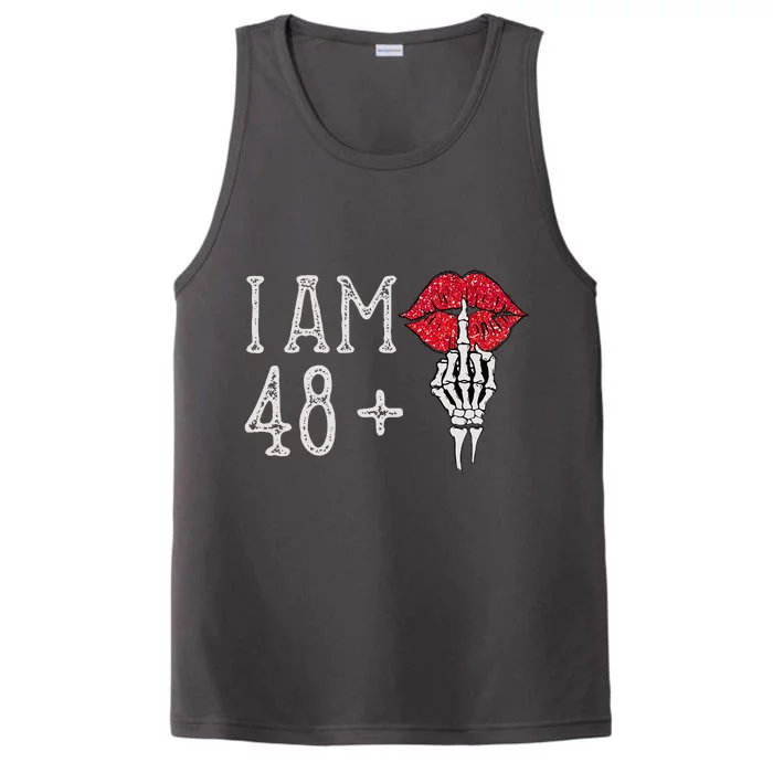 IM 48 Plus 1 Middle Finger Skull Funny 49th Birthday Performance Tank