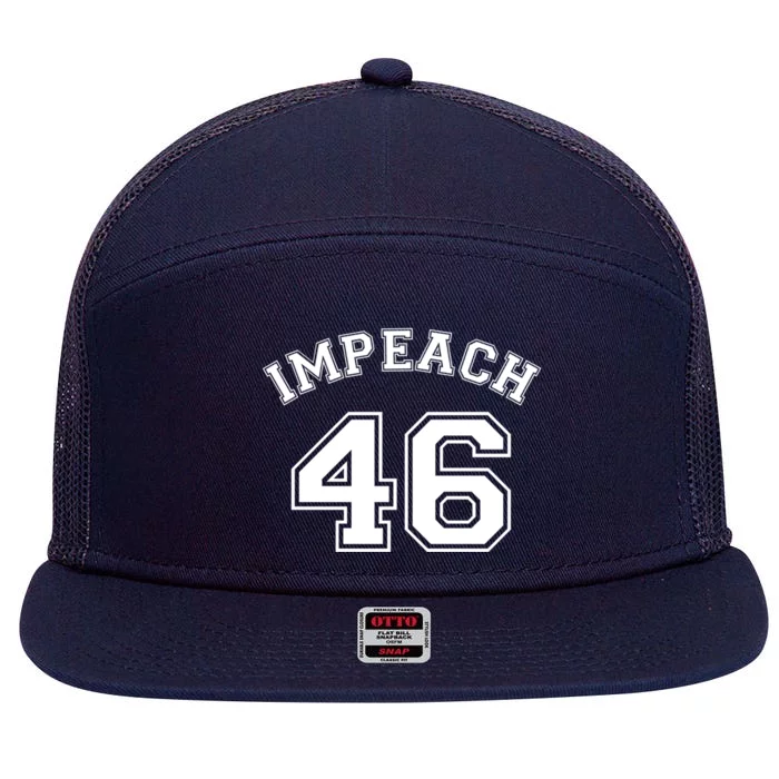 Impeach 46 Republican Antibiden Joe Biden Gift 7 Panel Mesh Trucker Snapback Hat