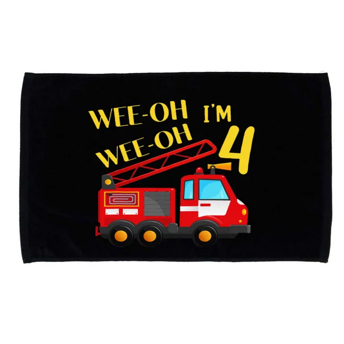 I'm 4 Years Old 4th Birthday Party WeeOh Alarm Fire Truck Microfiber Hand Towel