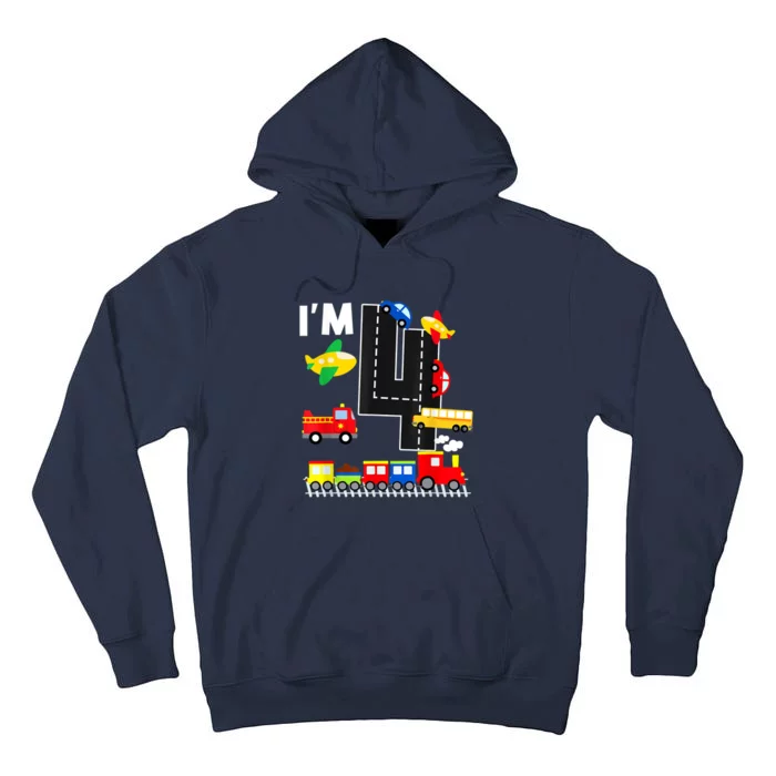 I'm 4 Years Old Locomotive Train 4th Birthday Toddle Tall Hoodie