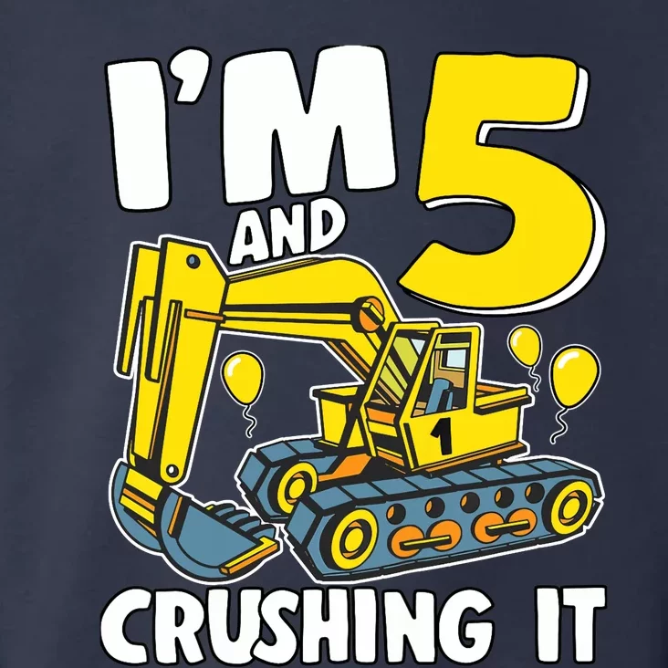 I'm 5 And Crushing It 5 Years Boy 5th Birthday Excavator Toddler Hoodie