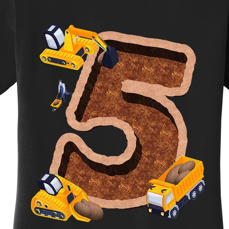 Im 5 and Digging It Dirty 5th -Y Excavator 5th Birthday Women's T-Shirt