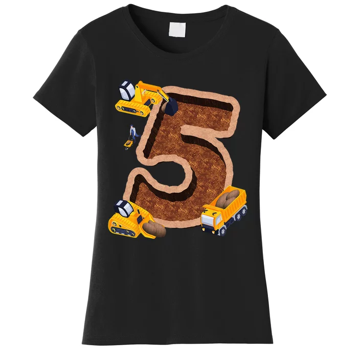 Im 5 and Digging It Dirty 5th -Y Excavator 5th Birthday Women's T-Shirt