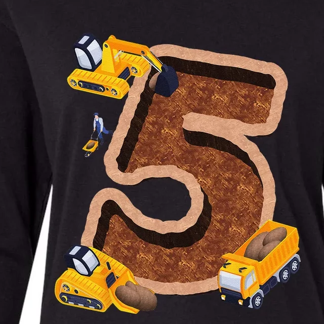 I’m 5 And Digging It Dirty 5th Y Excavator 5th Birthday Womens Cotton Relaxed Long Sleeve T-Shirt