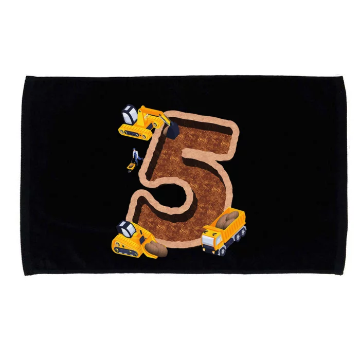 I’m 5 And Digging It Dirty 5th Y Excavator 5th Birthday Microfiber Hand Towel