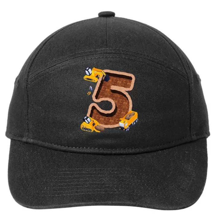 Im 5 and Digging It Dirty 5th -Y Excavator 5th Birthday 7-Panel Snapback Hat