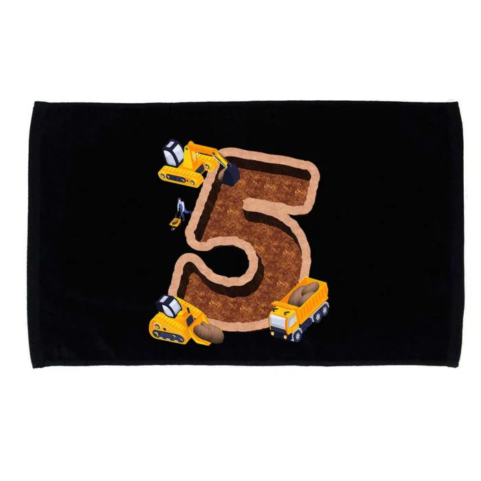 Im 5 and Digging It Dirty 5th -Y Excavator 5th Birthday Microfiber Hand Towel