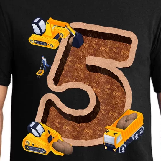 Im 5 And Digging It Dirty 5th Y Excavator 5th Birthday Boy Pajama Set