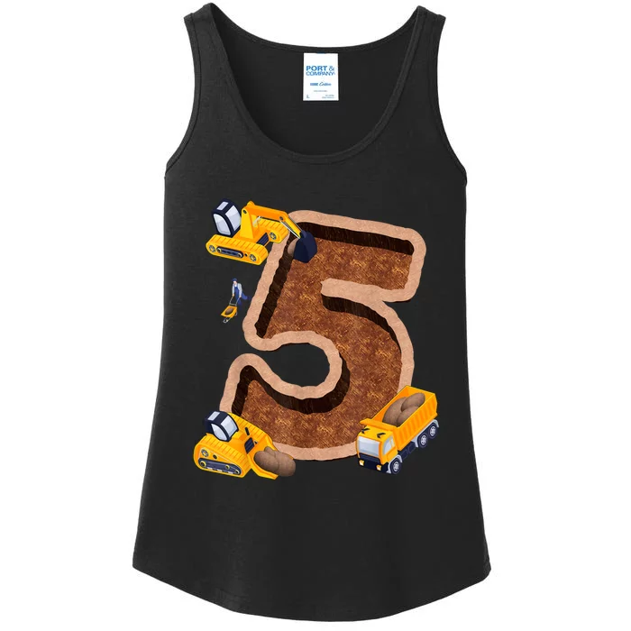 Im 5 And Digging It Dirty 5th Y Excavator 5th Birthday Boy Ladies Essential Tank