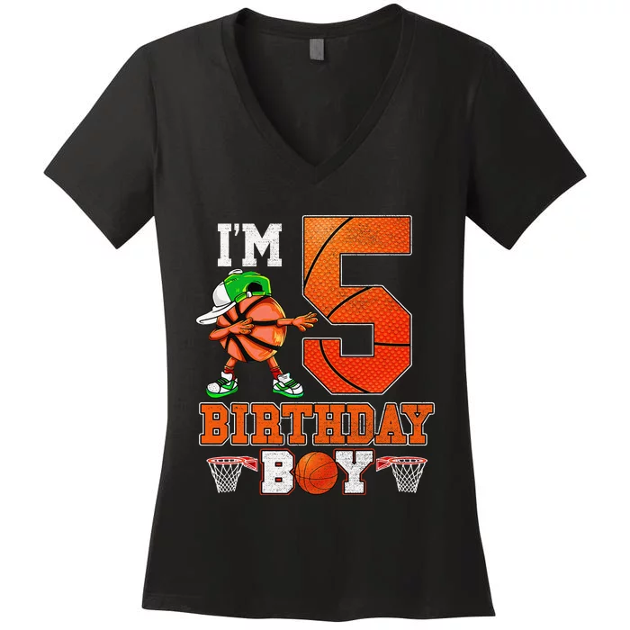 I'm 5 Birthday for 5 years old Basket Ball style Women's V-Neck T-Shirt