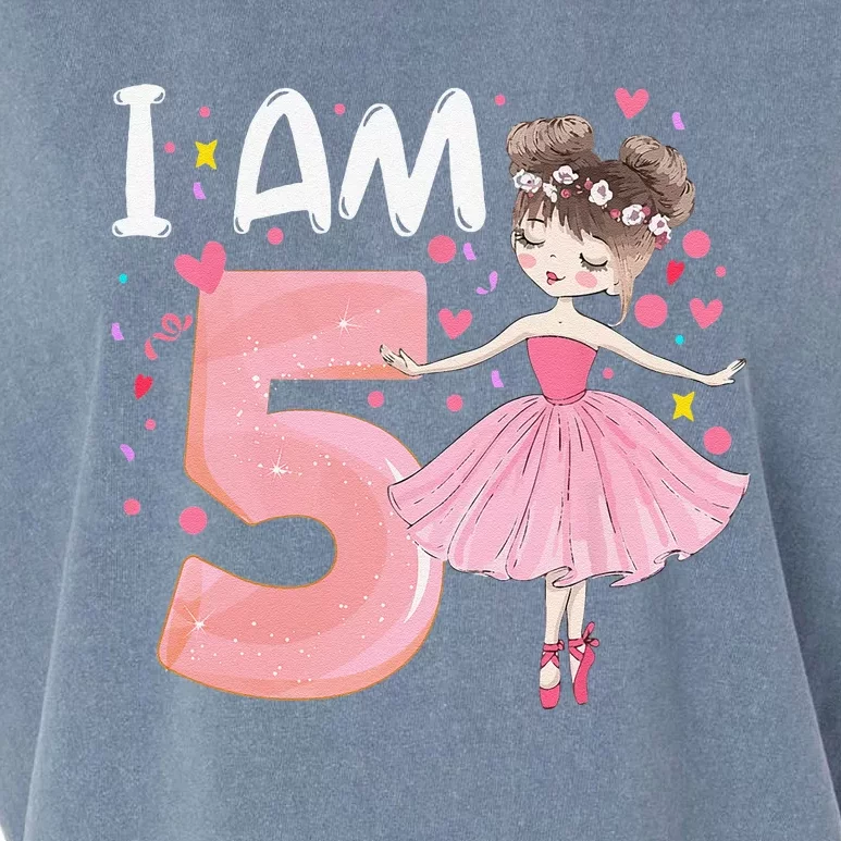 IAm 5 Fifth Birthday Party Dancing Pink Ballerina Garment-Dyed Women's Muscle Tee