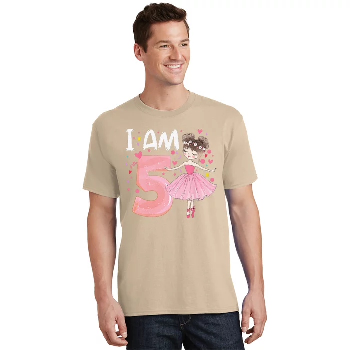 IAm 5 Fifth Birthday Party Dancing Pink Ballerina T-Shirt