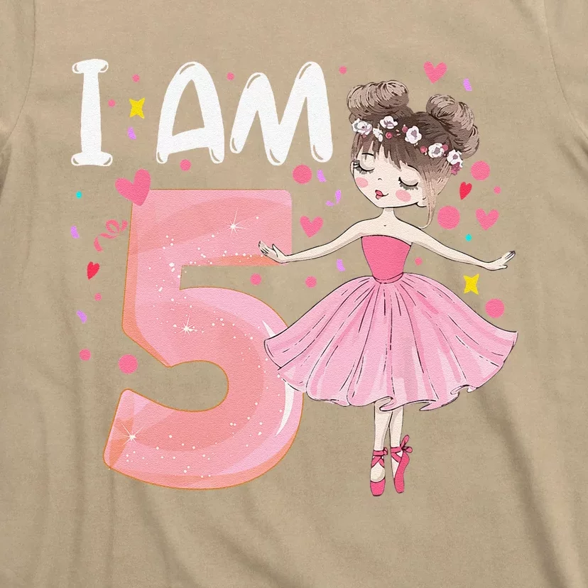 IAm 5 Fifth Birthday Party Dancing Pink Ballerina T-Shirt