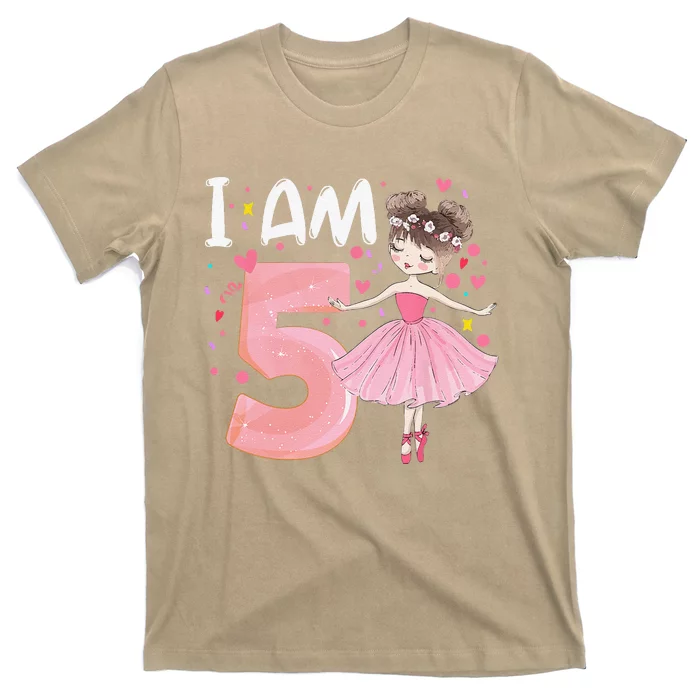 IAm 5 Fifth Birthday Party Dancing Pink Ballerina T-Shirt