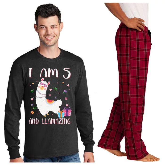 I'm 5 Llamazing Alpaca Llama Happy 5th Birthday Long Sleeve Pajama Set