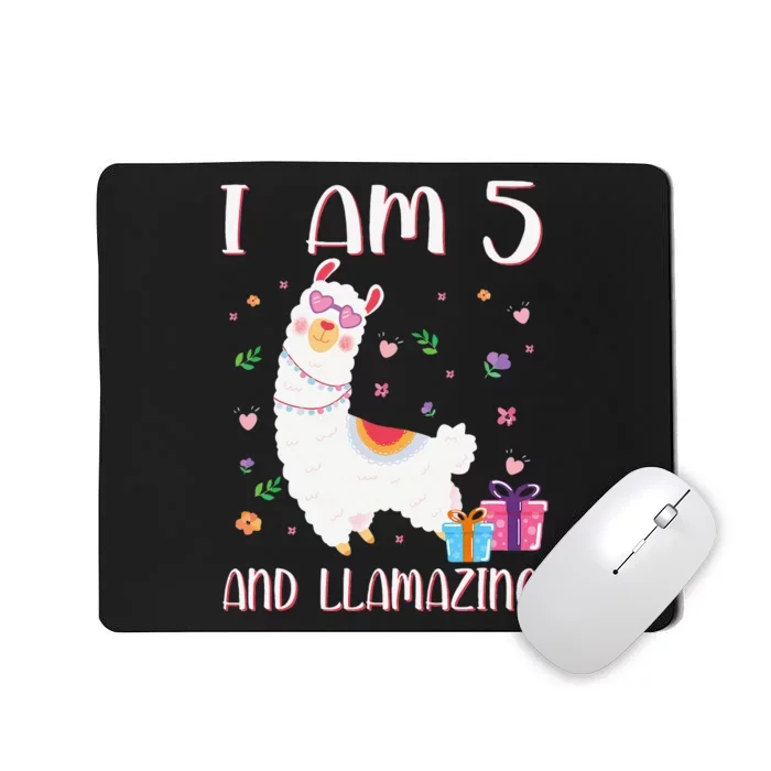 I'm 5 Llamazing Alpaca Llama Happy 5th Birthday Mousepad