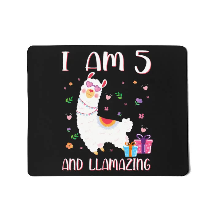 I'm 5 Llamazing Alpaca Llama Happy 5th Birthday Mousepad