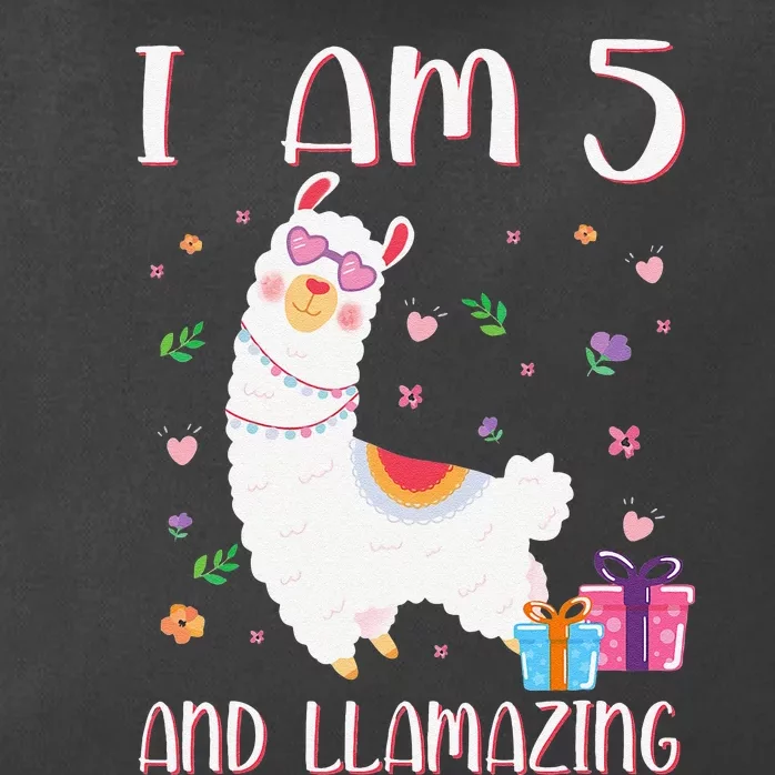 I'm 5 Llamazing Alpaca Llama Happy 5th Birthday Zip Tote Bag