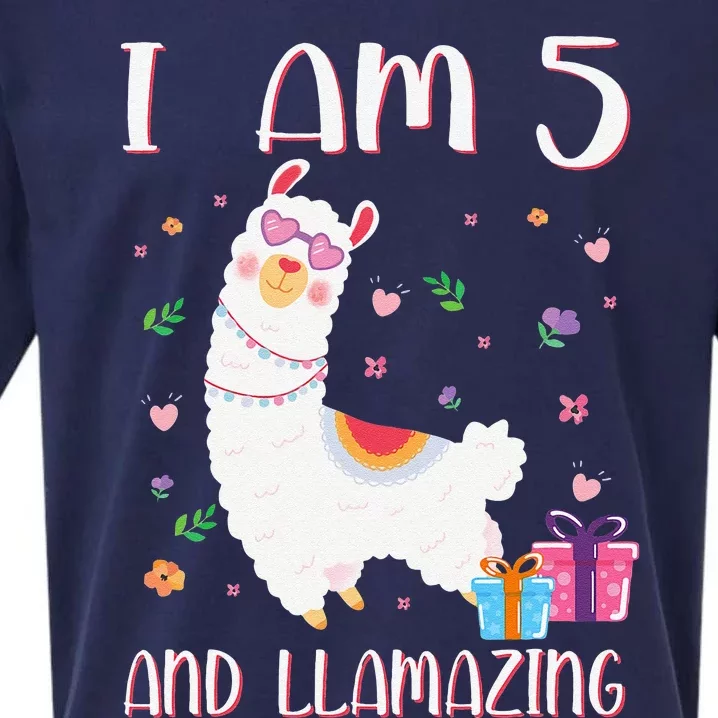 I'm 5 Llamazing Alpaca Llama Happy 5th Birthday Sueded Cloud Jersey T-Shirt